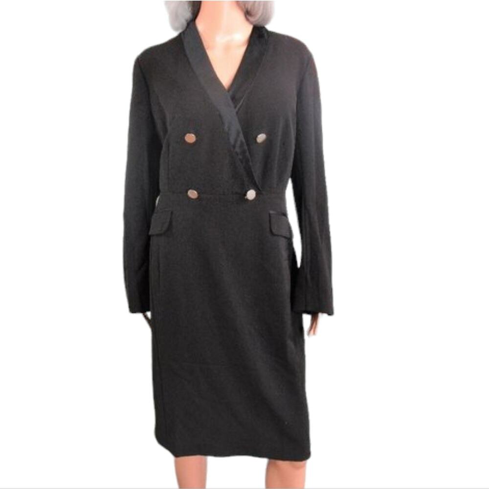 Lane Bryant Black Formal Party Academia Tuxedo Shirt Dress Plus Size 14 New